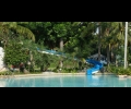 Water slide in big pool